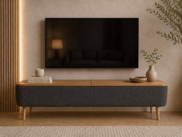 Hanah Home Soporte para TV Antracita con Otoman de Almacenamiento
